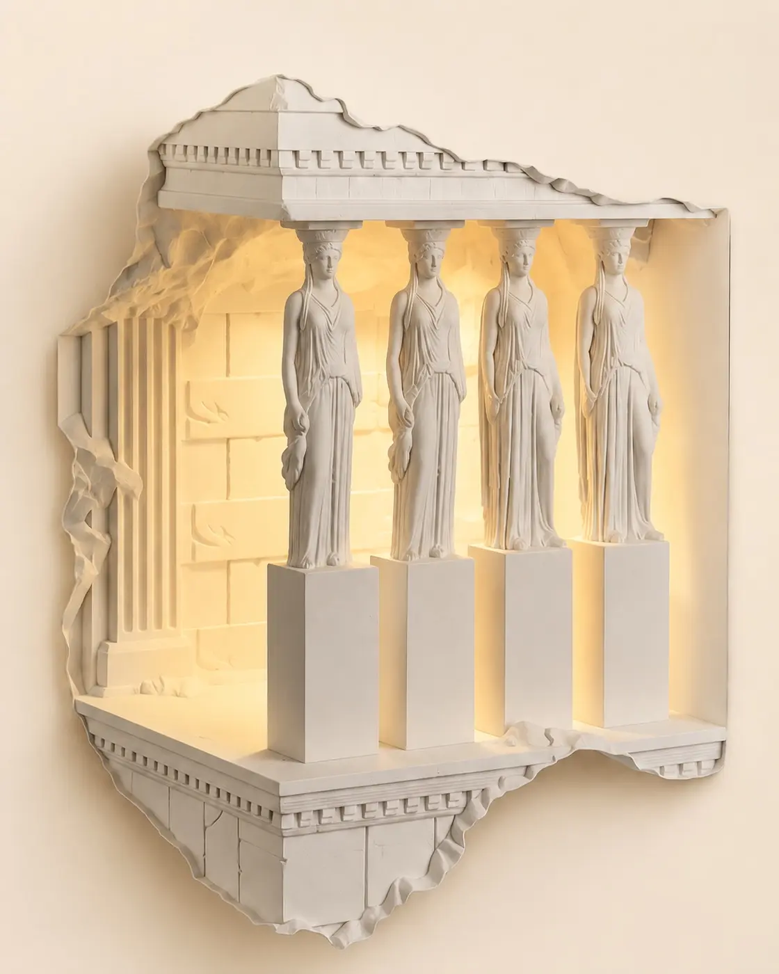 Antique-inspired architectural wall sculpture